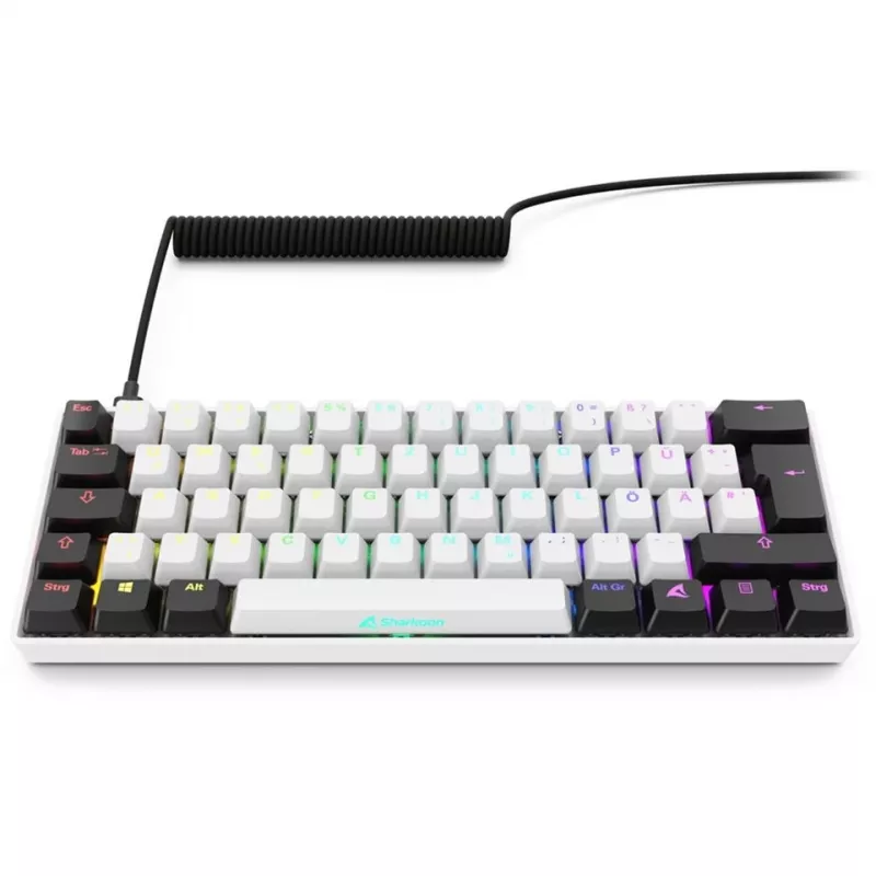 Sharkoon SGK50 S4 klaviatuur Kodu USB QWERTZ Saksa Valge RGB LED 60%