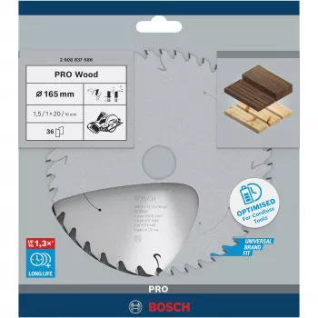 Circular saw blade Bosch 2 608 837 686 — 165 mm diameter, 20 mm bore, for wood, 1 pc