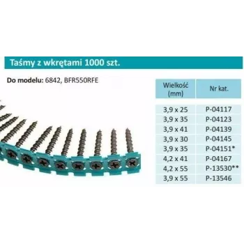 Makita F-30913 linditud kruvid peen 3,9x25mm
