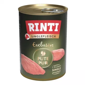 Märg koeratoit RINTI Singlefleisch Exclusive Turkey 400 g — ühe valguallikaga, täiskasvanud koertele, täisväärtuslik toit