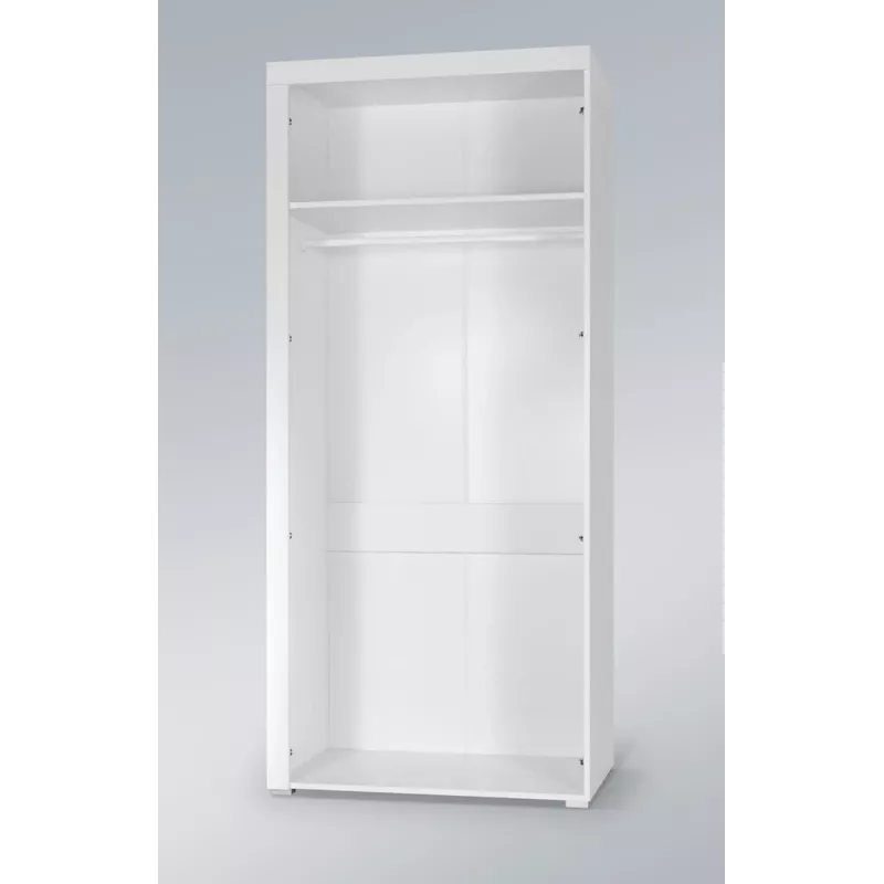 Garderoobikapp cama meble SAMBA valge/must läikiv, 900×550×2030 mm, 1 riiul