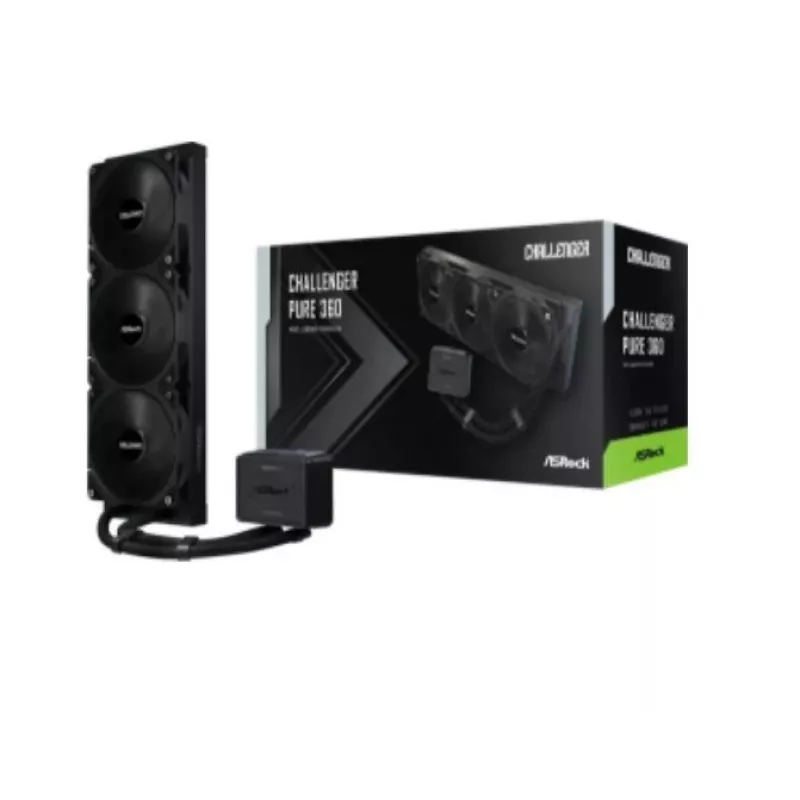 Vedelikjahutusega protsessorijahuti ASROCK Challenger Pure 360 Must — 360 mm radiaator, suletud AIO