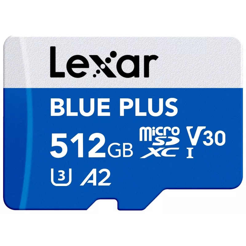 MicroSDXC-mälukaart Lexar BLUE PLUS 512 GB, UHS‑I, lugemiskiirus 170 MB/s, U3/V30