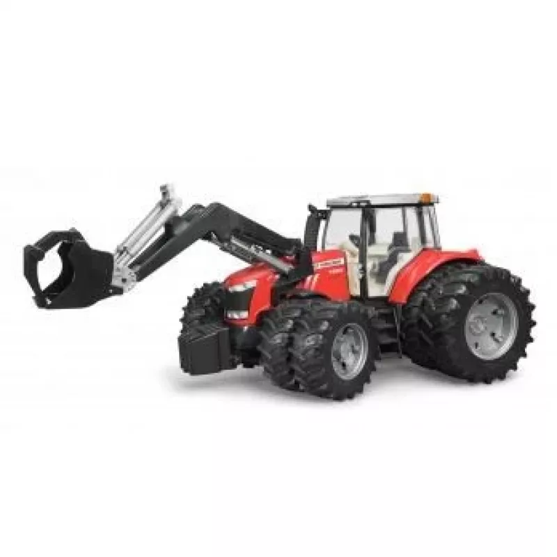 Mängutraktor BRUDER Massey Ferguson 7624 esilaaduriga, punane, alates 3. eluaastast