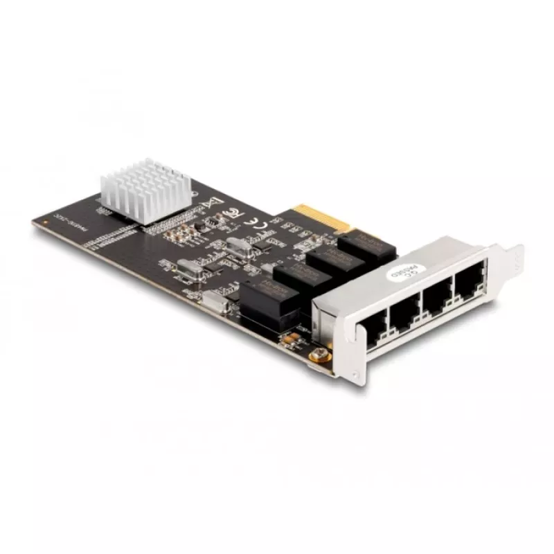 DeLOCK PCI Express x4 kaart 4 x RJ45 Gigabit LAN RTL8111 - PCIe - RJ-45 - PCIe 2.0 - hõbedane - PC - Windows 10 - Windows 11 - Windows 8.1 (88618)