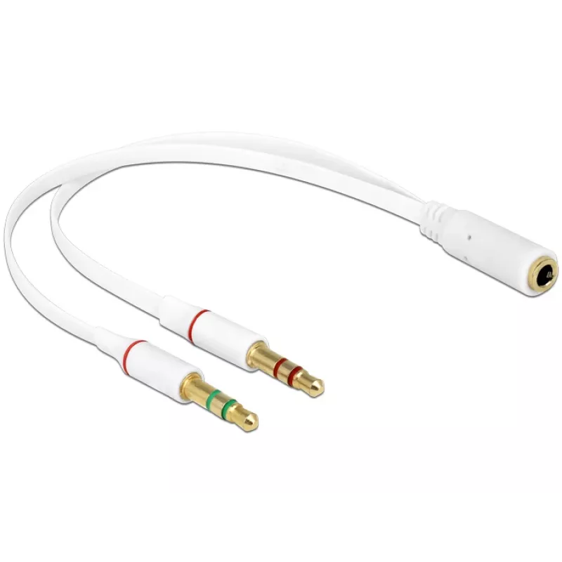Audio Kaabel DeLOCK 65585 0,2 m 2x3,5 mm Isane kuni 3,5 mm Emane Valge