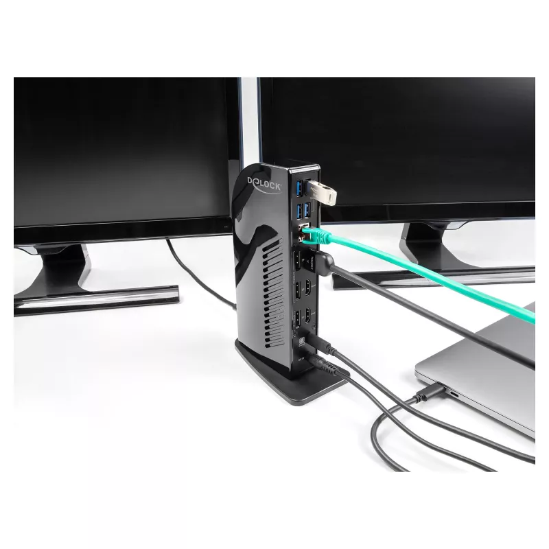 DeLOCK USB-C tüüpi kolme ekraani dokkimisjaam 4K USB-jaotur LAN Heli PD 96 W