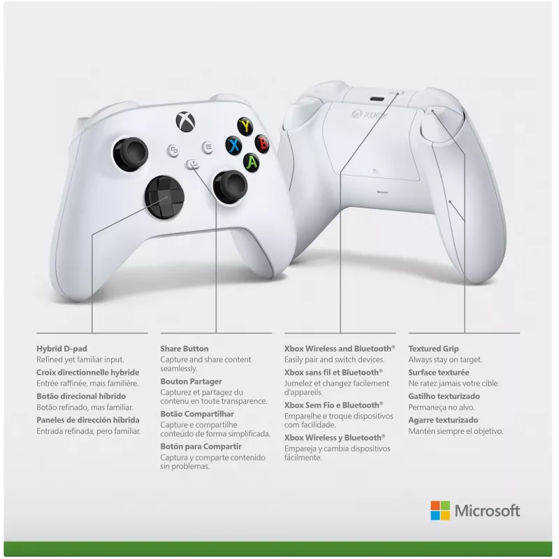 Microsoft Xbox Wireless Controller – mängupult – juhtmevaba – Bluetooth – Robot Valge – PC-le, Microsoft Xbox One, Android, Microsoft Xbox Series S, Microsoft Xbox Series X