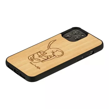Kaitsev telefoniümbris man and wood mudelile iPhone 12 Pro Max — kass punase kalaga