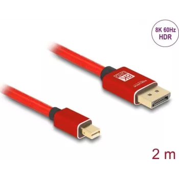 DeLOCK Mini DisplayPort-DisplayPort kaabel 8K 60 Hz 2 m punane metall ilma riivita