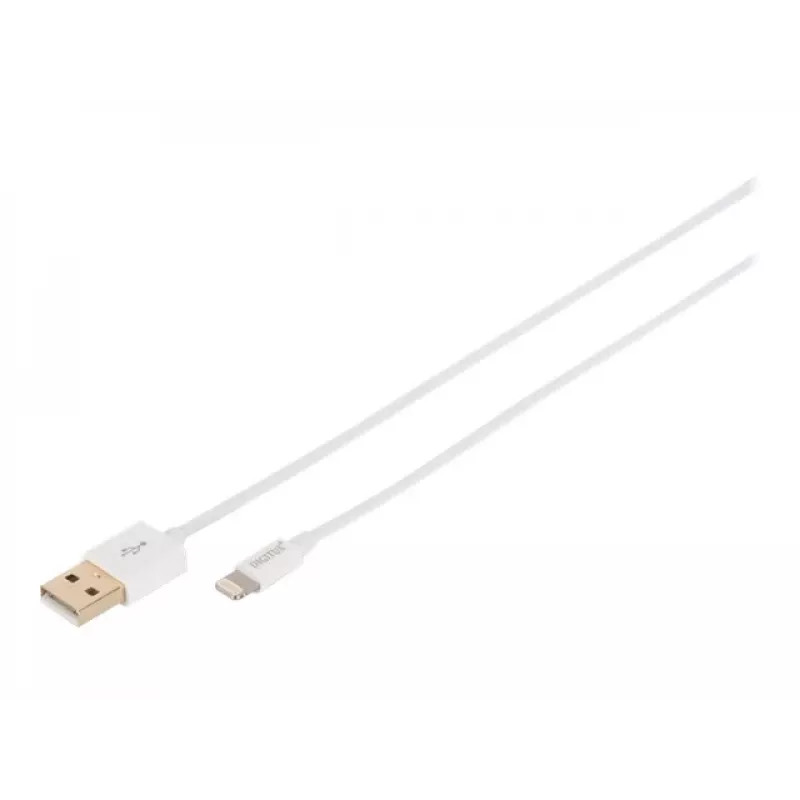DIGITUS - Lightning-kaabel - Lightning (M) USB (M) - 1,0 m - topeltisolatsioon - valge - vormitud - Apple iPad/iPhone/iPod (Lightning) jaoks (DB-600106-010-W)