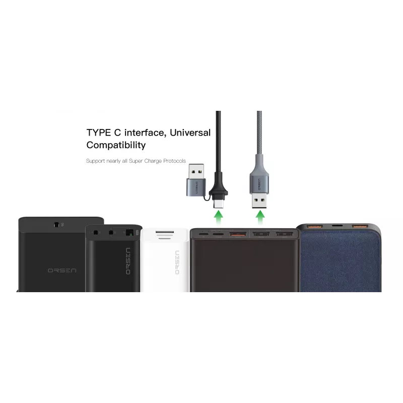 USB USB-C 2-in-1 kaabel Orsen S8, 5A, 1,5 m (kiirlaadimine/andmeedastus)