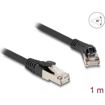 Võrgukaabel DeLOCK RJ45 Cat.8.1 S/FTP 45° paremnurkne 1 m must