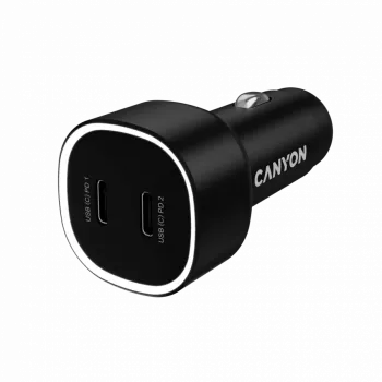 Autolaadija CANYON OnDrive 60 PD 60W 2xUSB-C — 60W võimsus, 2 USB-C porti, must