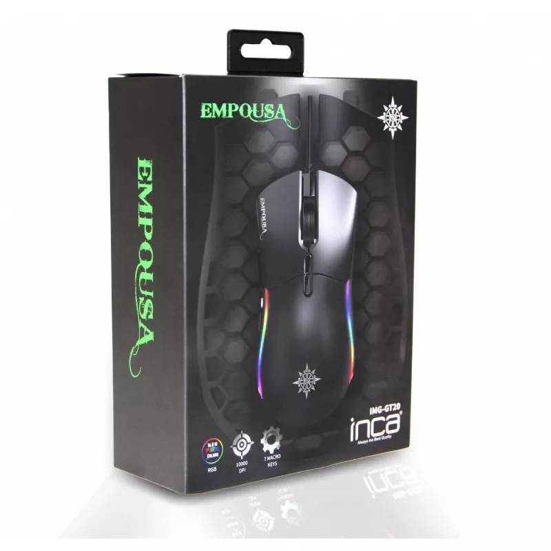 INCA mänguhiir IMG-GT20 10000 DPI. RGB. 7 nuppu. USB. SW jaemüük