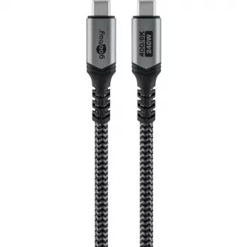Goobay USB-C kaabel punutud ümbrisega, USB4, 240 W, 40 Gbit/s, Power Delivery, 1,5 m (1.50m, USB 4.0, 240W), USB-kaabel