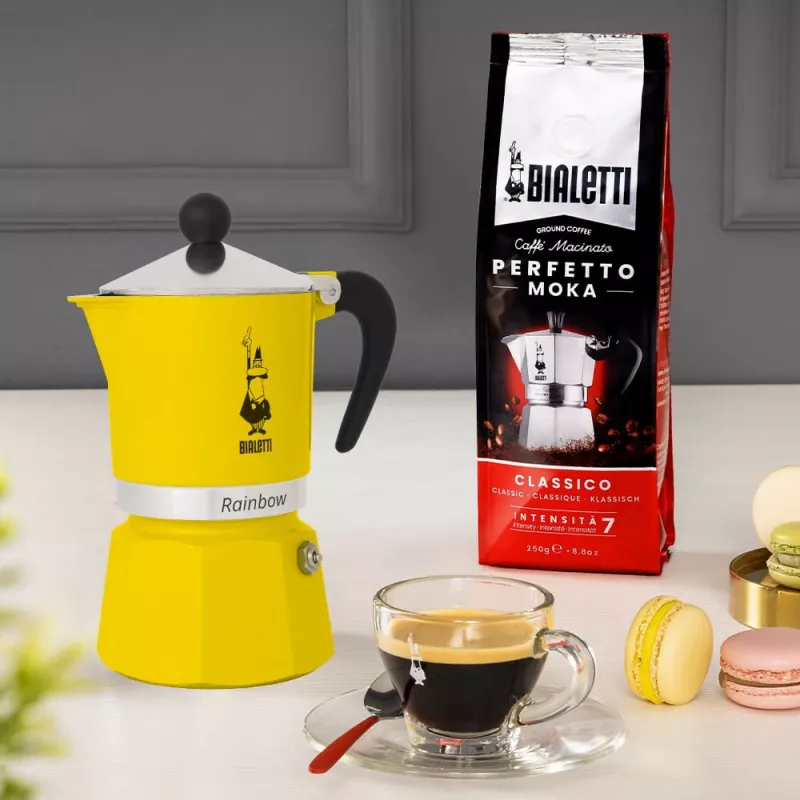 Moka pot Bialetti Rainbow must kollane