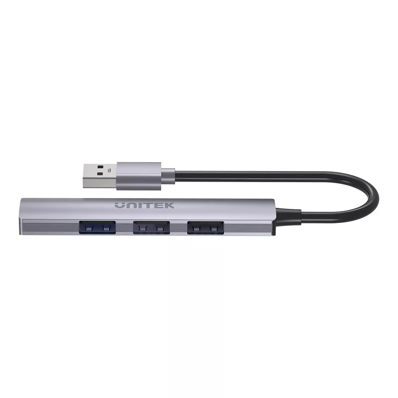 Unitek H1208A USB-A jaotur, 4 porti (1x USB-A 5 Gbps, 3x USB-A 2.0), alumiinium, hõbedane