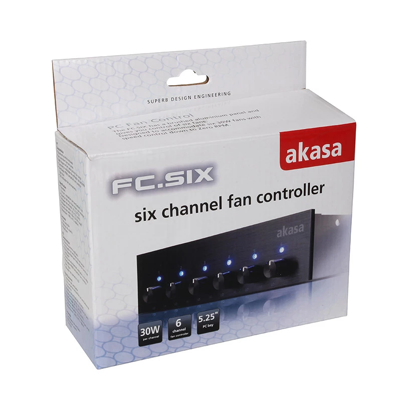 Ventilaatori kiiruse kontroller Akasa AK-FC-08BKV2 must 6 kanaliga
