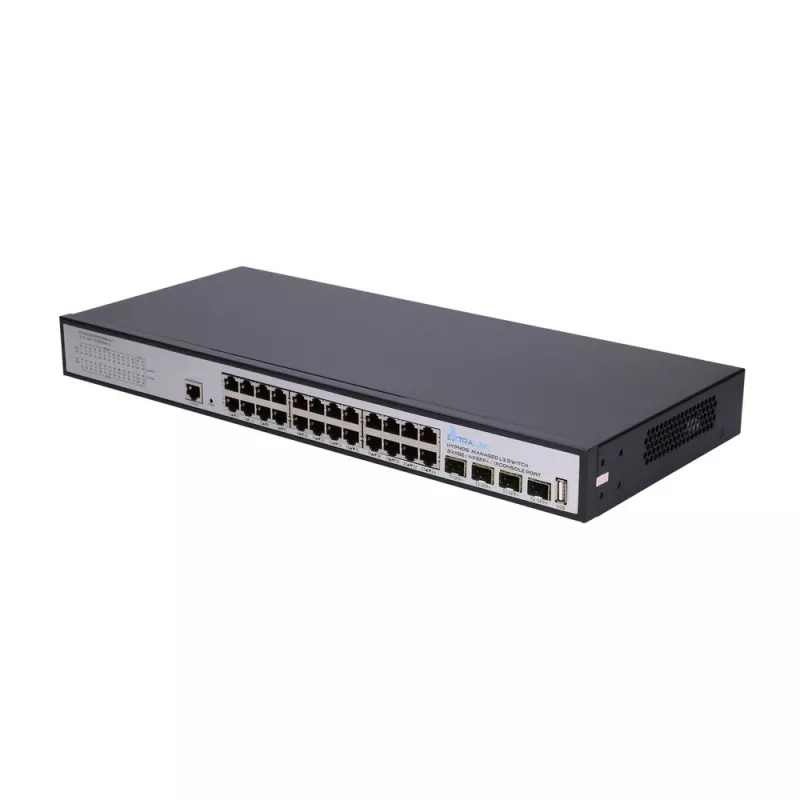 Extralink Hypnos Switch, 24x RJ45 1000Mb/s, 4x SFP+, L3, hallatav