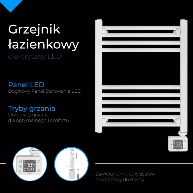 LED elektriline vannitoaradiaator | AD 7823 | Radiaator | 400 W | Valge | IP24
