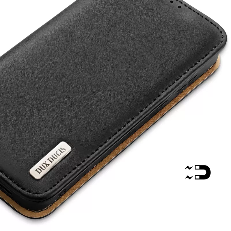 Dux Ducis Hivo klapiga nahast rahakott-tüüpi ümbris Samsung Galaxy S22+ (S22 Plus) jaoks, must