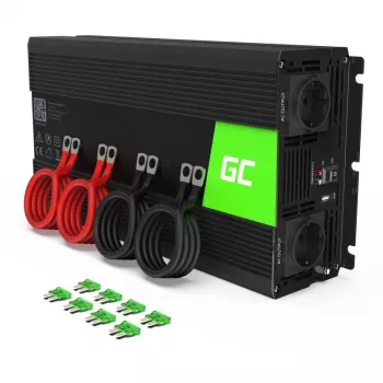 Toiteinverter roheline Cell INV12 3000 W 12 V kuni 230 V, 50 Hz, 1 USB, aktiivne jahutus, must