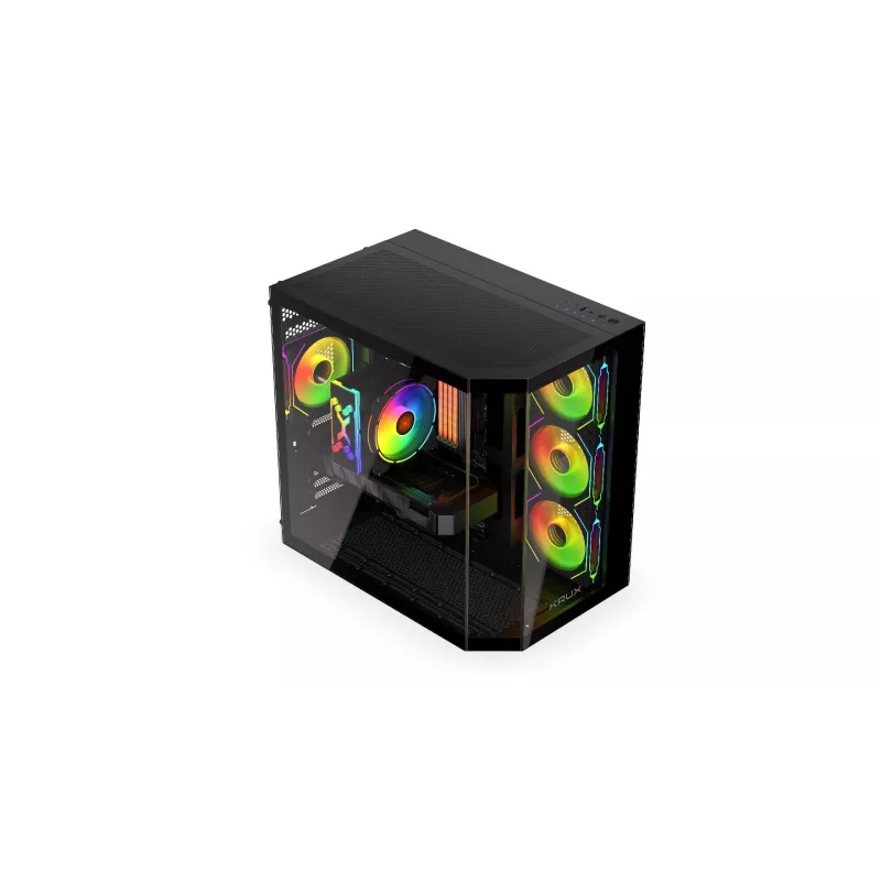 PC tornikorpus KRUX Empero KRXD010, ATX, must — toetab GPU-sid kuni 420 mm, CPU jahuteid kuni 155 mm, 2x 3,5-tollist + 3x 2,5-tollist sahtlit