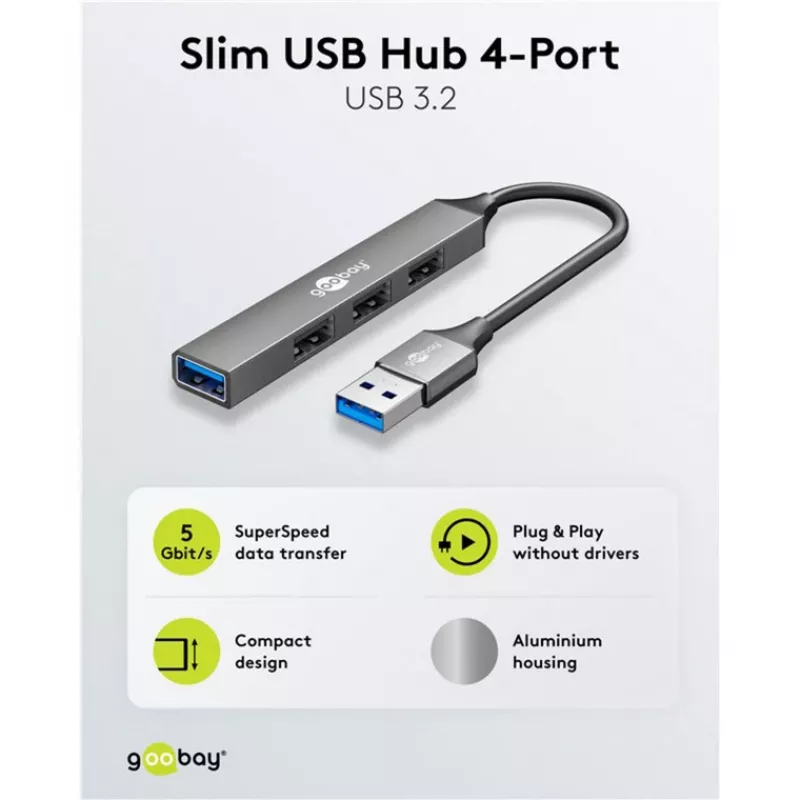 Goobay USB Hub 74456 Type-A 5000 Mbit/s Helehall