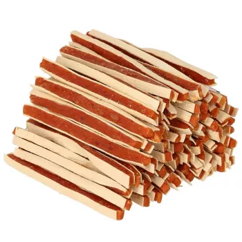 Koeramaiused PETITTO Soft duck strips 500 g — pardipehmed ribad, teraviljavaba, valk 43%, niiskus 18%