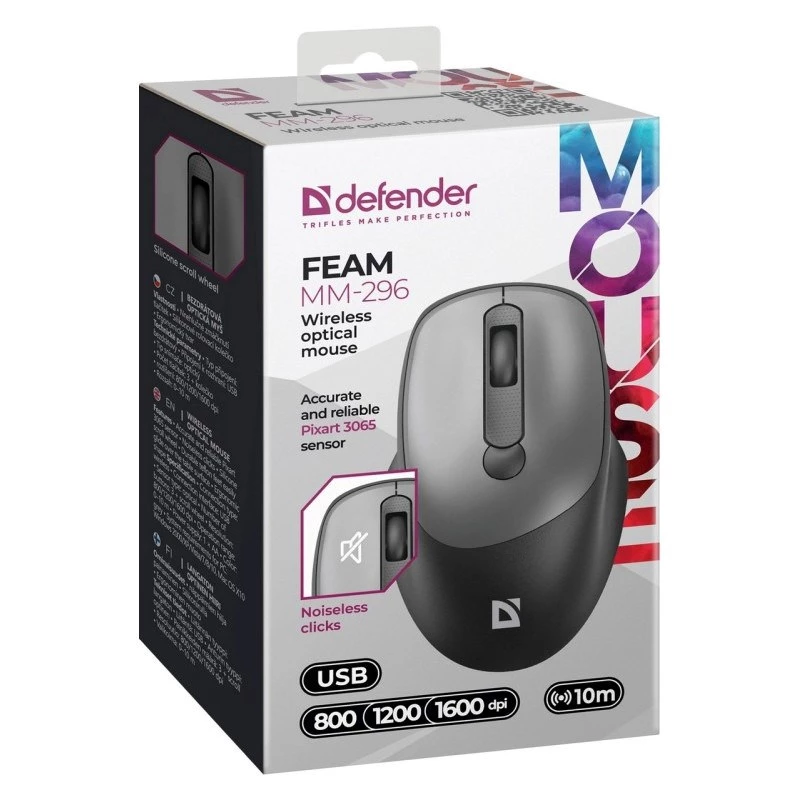 Juhtmevaba hiir Defender Silent Click Feam hall 52298