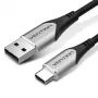 Vention puuvillase punutisega USB 2.0 A isane C isasele 3A kaabel 2M hall alumiiniumsulam tüüp