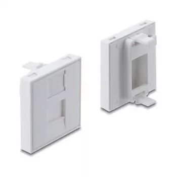Snap-in 45×45 mm Keystone'i mooduli kate DELOCK Easy 45 1 pordile, ABS, valge, tolmukorgiga