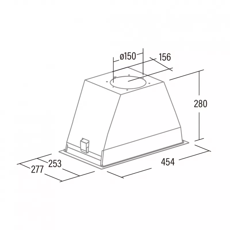 Seinale paigaldatav õhupuhasti CATA 02030408 — 492 mm laius, 645 m³/h, metallist rasvafiltrid, LED-valgustus
