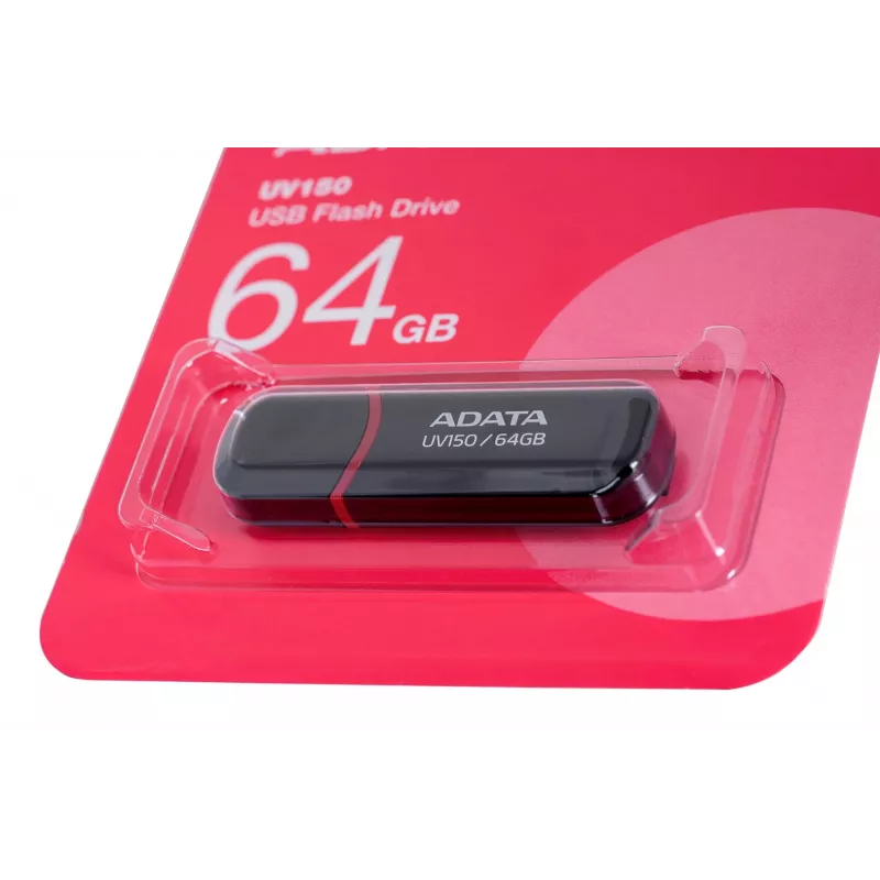ADATA 64GB DashDrive UV150 USB-mälupulk USB Type-A 3.2 Gen 1 (3.1 Gen 1) Must
