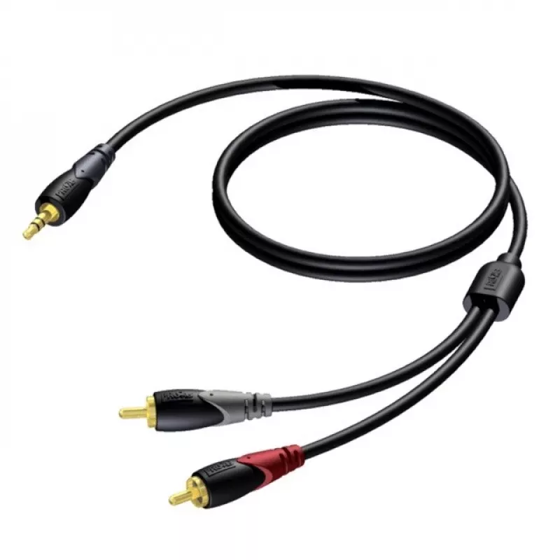 Stereo 3,5 mm pistik isane - 2x RCA (Cinch) isane kaabel Procab 3 m