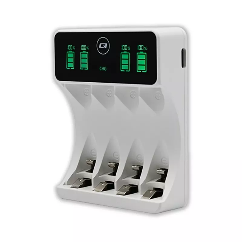 Akulaadija QOLTEC 50848 NiMH AAA (R03) ja AA (R6) elementidele LCD-ekraaniga