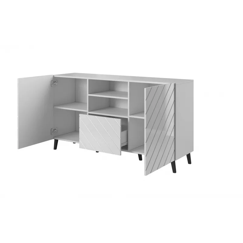 ABETO kummut 150x42x82 valge läikiv