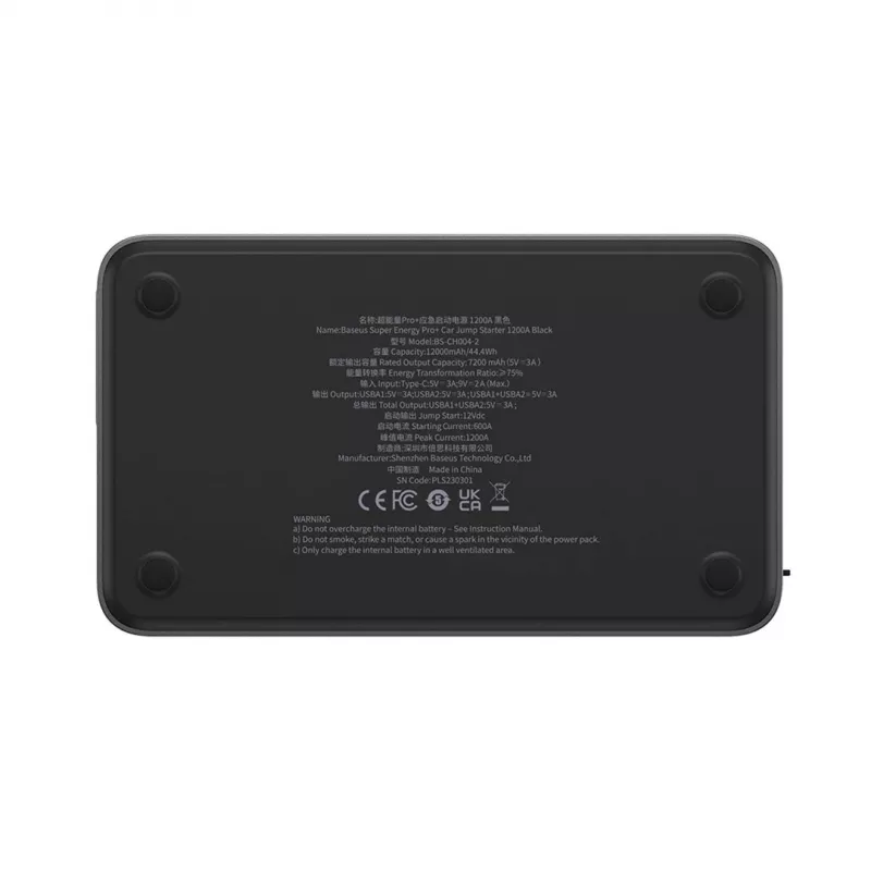 Akupank/Hüppekäiviti Baseus Pro+ Auto Hüppekäiviti, 12000mAh, 1200A, USB (Must)