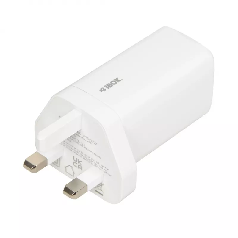 iBOX C-65 Valge, GaN 65W universaalne laadija UK pistikuga