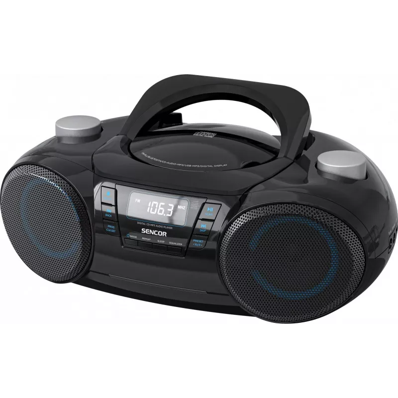 Kaasaskantav Bluetooth-boombox SENCOR SPT4710B — 20 W koguvõimsus, Bluetooth 5.3, CD/USB/FM, aku- või voolutoide