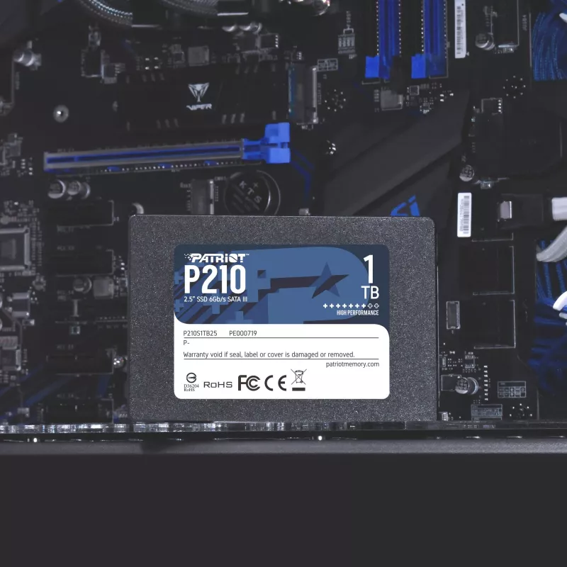 2.5-tolline SATA III SSD PATRIOT P210 1 TB — 500 MB/s lugemine, 400 MB/s kirjutamine, 7 mm kõrgus