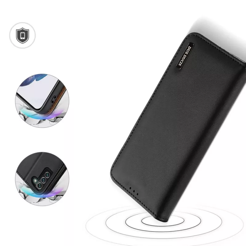Dux Ducis Hivo klapiga nahast rahakott-tüüpi ümbris Samsung Galaxy S22+ (S22 Plus) jaoks, must