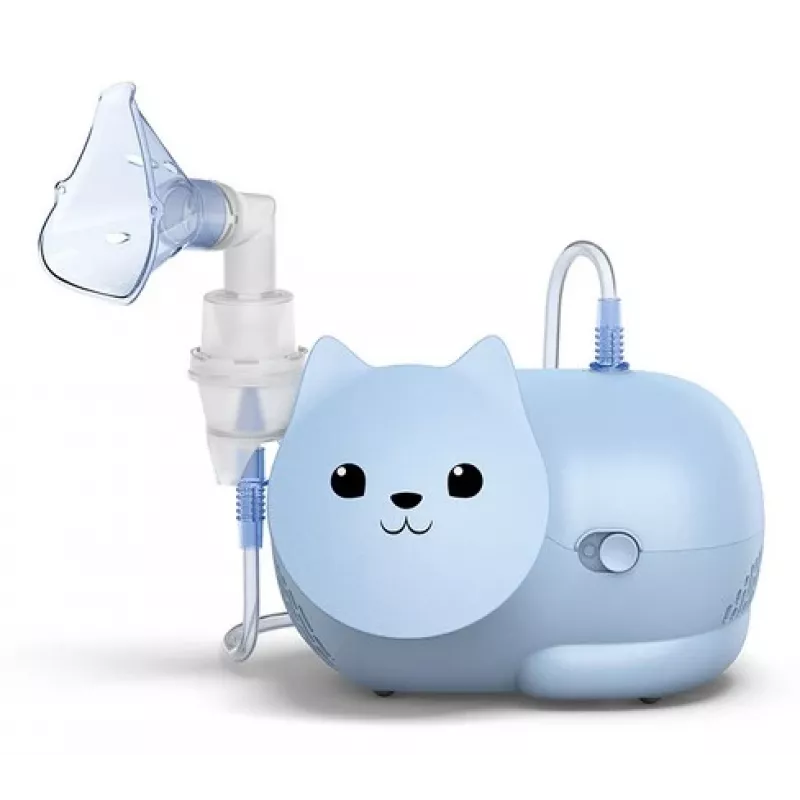 Võrknebulaator Omron Nami Cat NE-C303K-KDE — lauapealne inhalaator, 0,35 ml/min, lastele ja täiskasvanutele, sinine, W235×D148×H157 mm