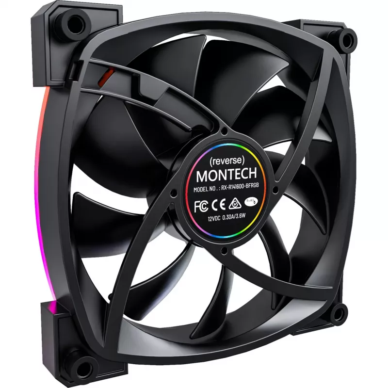 MONTECH RX140 PWM 140mm ARGB Reverse Blade korpuse ventilaator - must