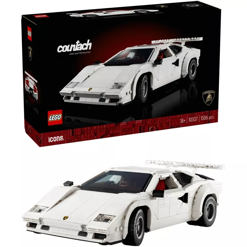 LEGO Icons ehituskomplekt Lamborghini Countach 5000 Quattrovalvole 10337 — eksponeerimismudel, 1506 tükki, 340×90×160 mm