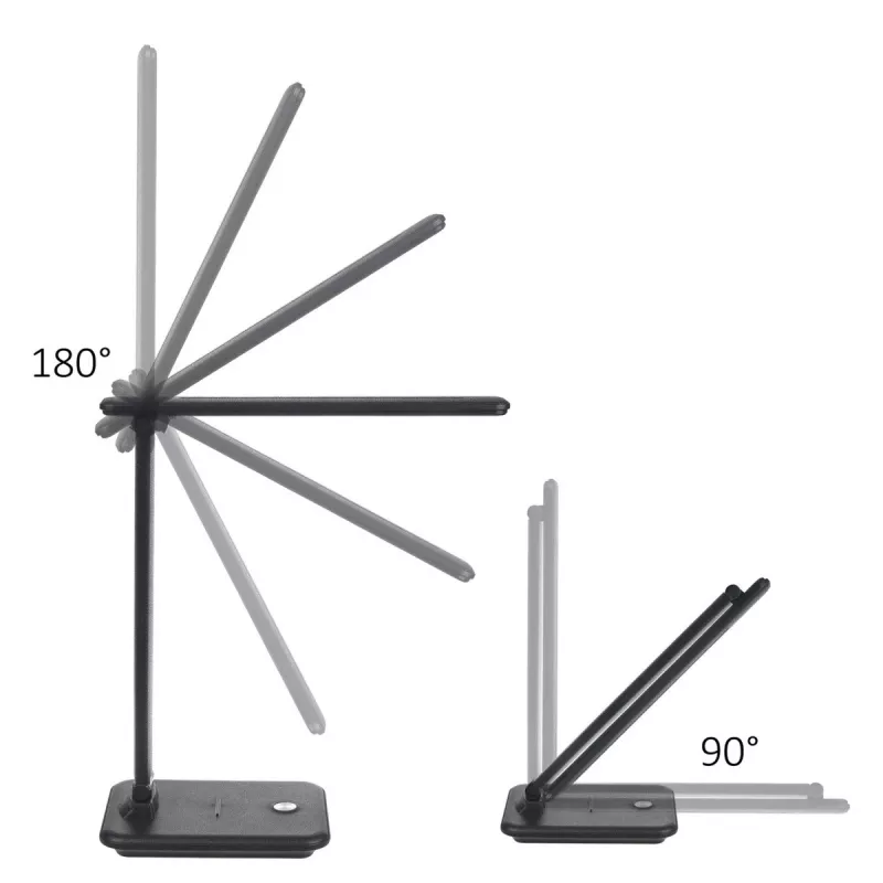 LED-lauaplamp MACLEAN MCE614B — hämardatav, kokkuklapitav reguleeritav õlavars, 9 W, 3000K/4500K/6500K, must