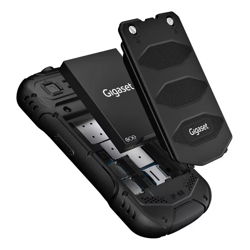 GIGASET GLX 8 ACTIVE must 6,1 cm 2,4-tolline ekraan Push-to-talk funktsioon 2500 mAh aku IP68 2 MP kaamera Dual-SIM Bluetooth