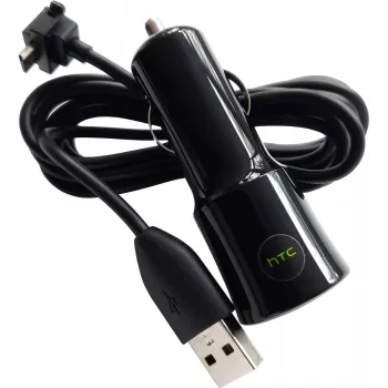 HTC CC-C120 1A sõidukilaadija + DC-M410 Micro-USB kaabel valge, hulgi (CC-C120)