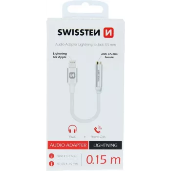 SWISSTEN Lightning 3,5 mm heliadapter SW-LIGHT-3.5MM-W, 15 cm kaabel